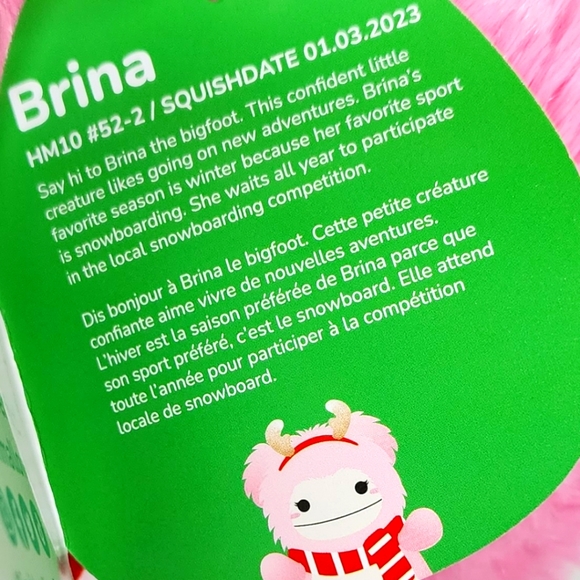 🎄 BRINA 🐾  Pink Bigfoot with Red Scarf HugMee Christmas 2023 Original Squish - Picture 4 of 8
